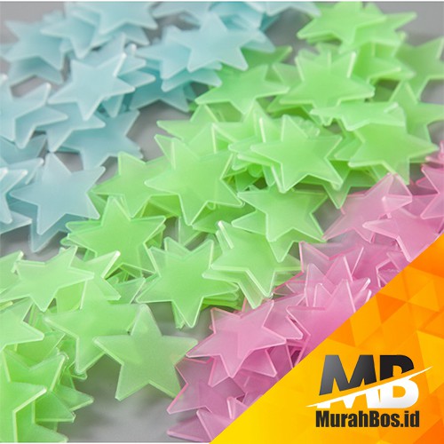 100 pcs Stiker Nyala 3D Bintang Hiasan Dinding Glow in 100 pcs Stiker Nyala 3D Bintang Hiasan Dinding Glow in