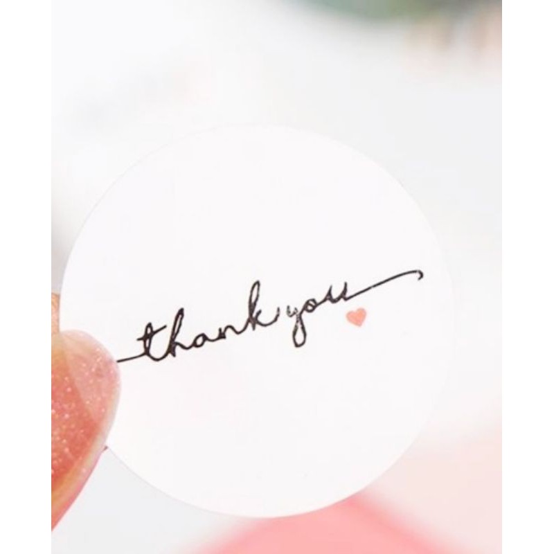 Label Sticker thank you white black elegan italic handwriting segel kemasan packaging sealer baking