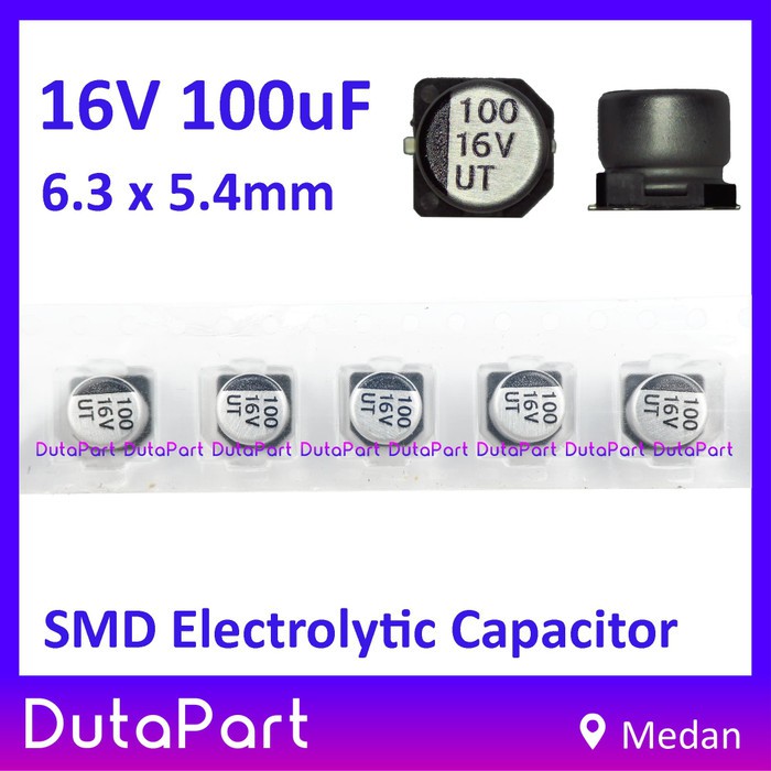 16V 100uF 6.3x5.4mm SMD Aluminium Elco Capacitor Kapasitor Capasitor