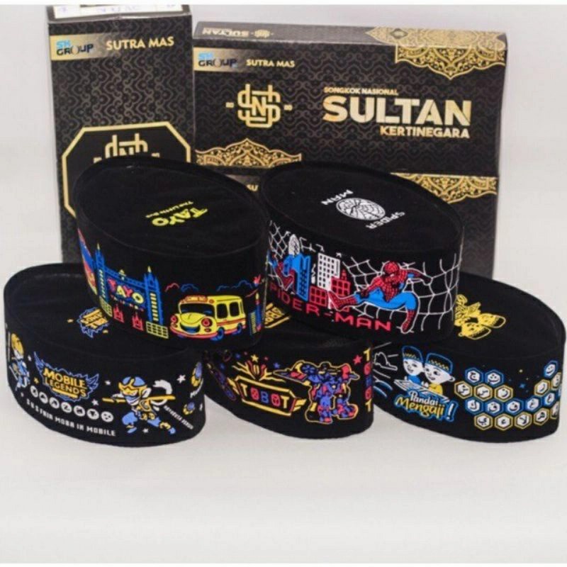 Peci / songkok anak hitam polos dan berkarakter