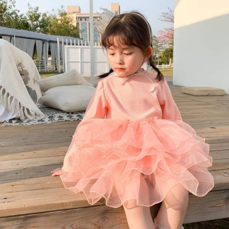 Dress Anak Perempuan Rample Peach Orange