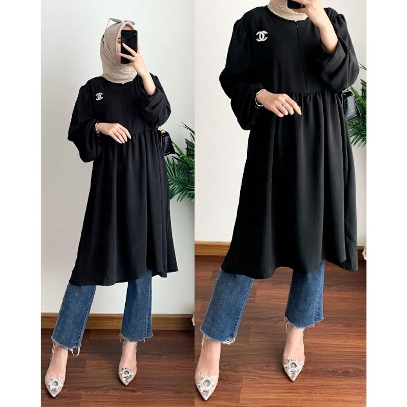 TUNIK MIDI DRESS AIRFLOW CRINCLE RAYON PREMIUM HIGH TUNIK TERBARU/FASHION WANITA