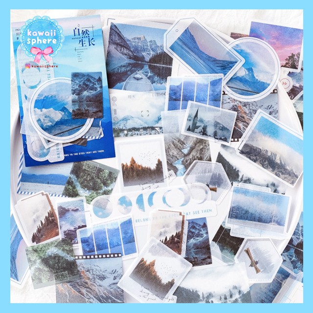 

Flake Stickers Washi - Blue Landscapes | Stiker Journal Planner Motif Pemandangan