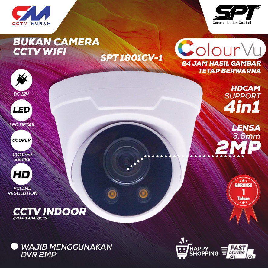 CCTV CAMERA INDOOR COLOUR VU 2MP SIANG MALAM TAMPILAN BERWARNA 4 IN 1 HD CAMERA-B13