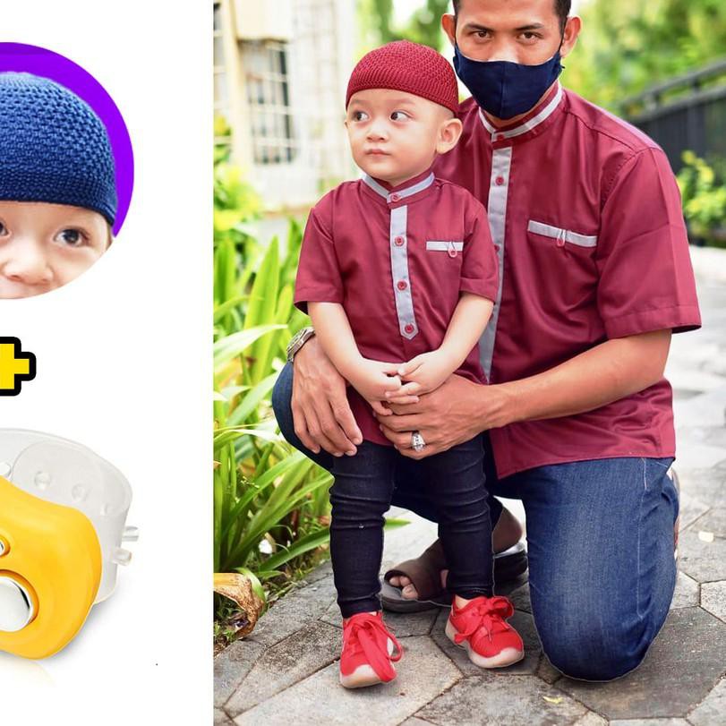 ✪ Koko Couple Ayah dan Anak Bayi newborn - Baju Muslim Lebaran ➬