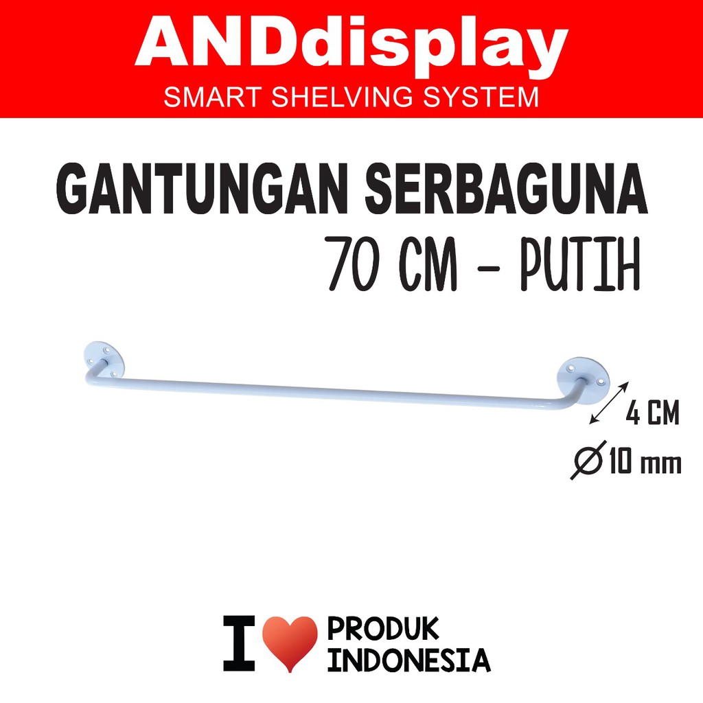 REL GANTUNGAN SERBAGUNA 70 PUTIH GANTUNGAN PIPA ALAT MASAK RAK DINDING GANTUNG PERALATAN DAPUR