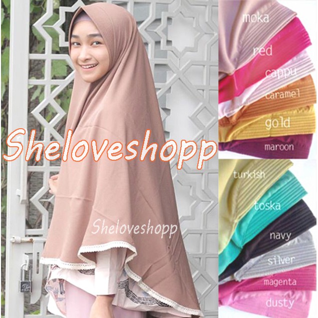 KHIMAR PET JUMBO RENDA SYARI PINGUIN JILBAB  HIJAB BERGO 