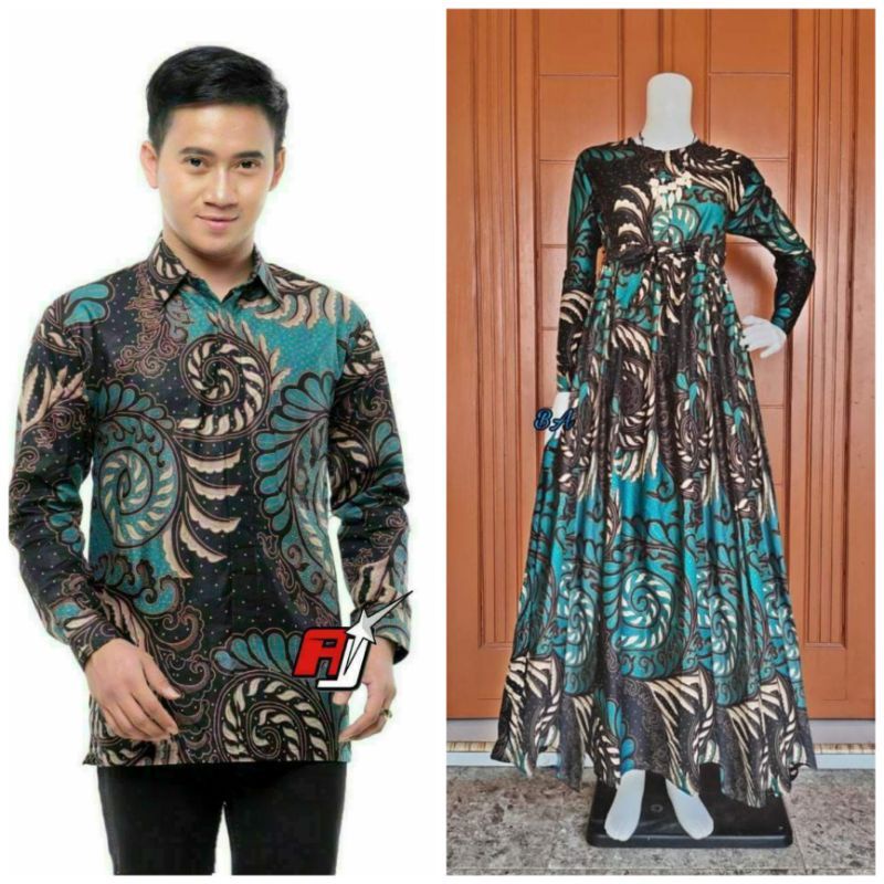 Batik Couple Keluarga - Maura Couple - Batik Couple Ori Ndoro Jowi Batik Couple keluarga-Puser tosca