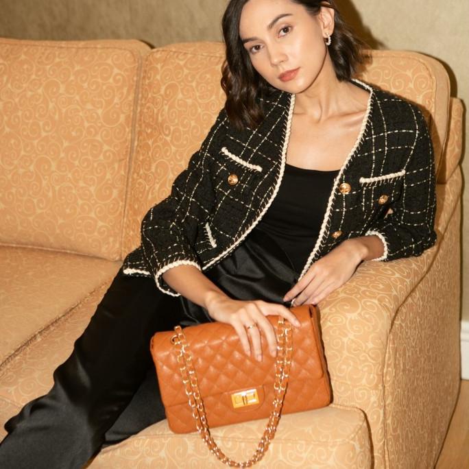 Tas Wanita Flap Bag Claire Rectangle Tan Merche