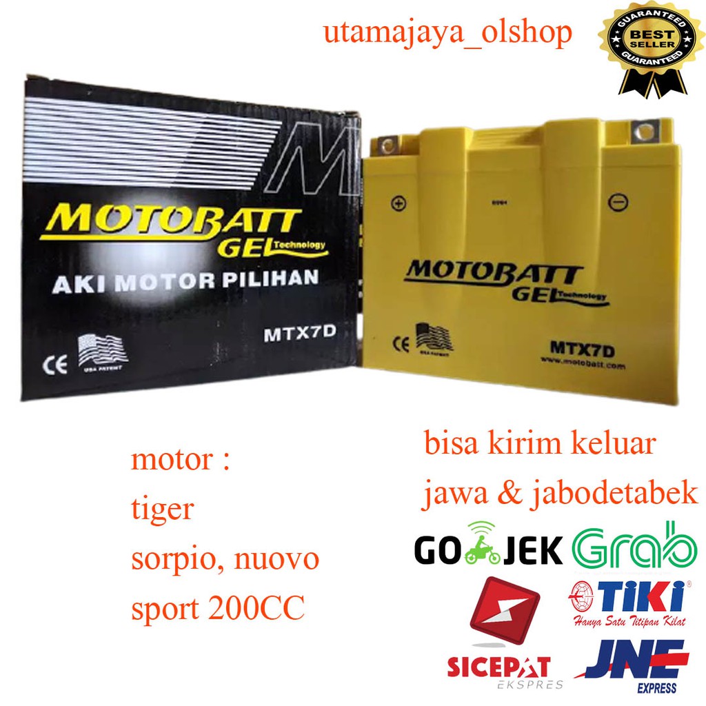 Aki motor tiger scorpio nuovo Motobatt MTX7D accu gel original aki paling best seller