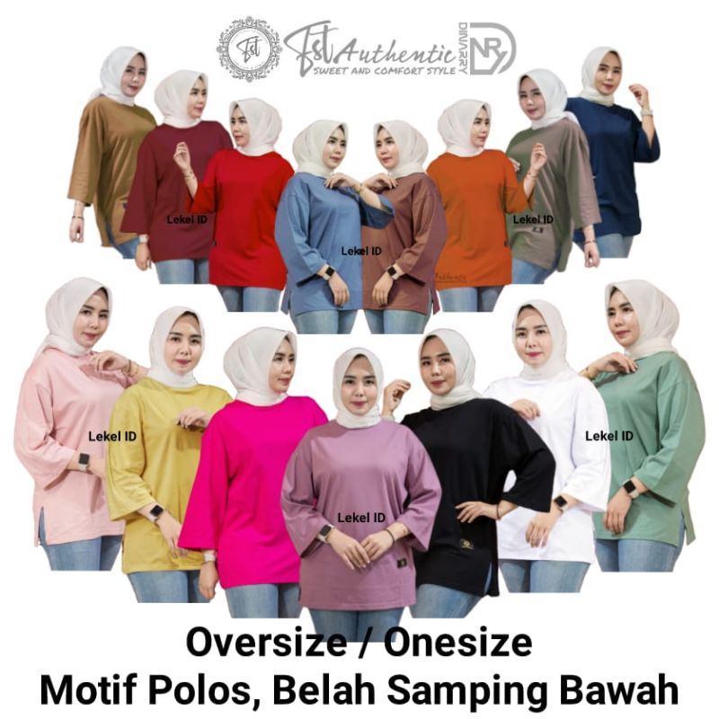 Kaos Ootd Oversize Wanita / Kaos Wanita Oversize / Atasan Wanita Motif Polos Kaos Lengan 7/8 Bigsize