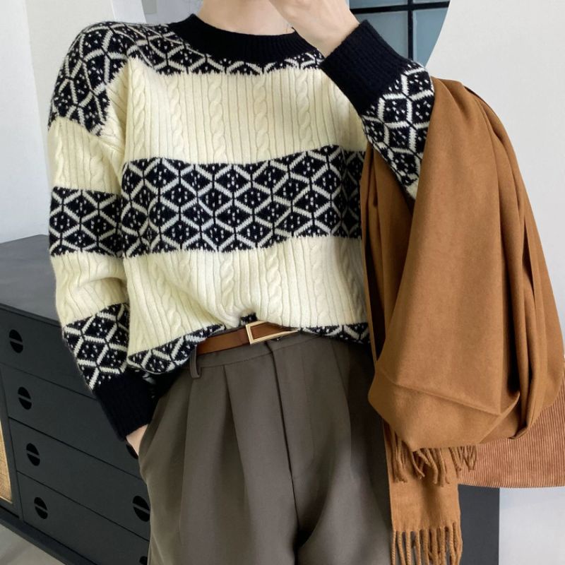 Nora Sweater Soft Knit - Sweater Motif Rajut Wanita - Sweater Wanita Korea TM (CX1478)