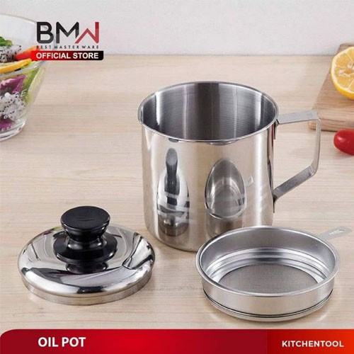 Tempat Penyaring minyak Oil Pot Stainless Steel 1200 ml