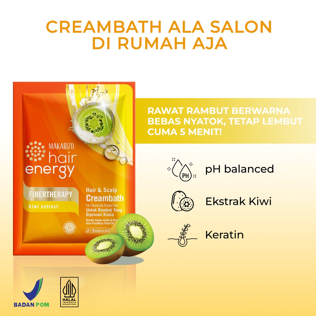 Makarizo Hair Creambath Kiwi 60ml | Hair Energy Fibertherapy Hair &amp; Scalp Creambath