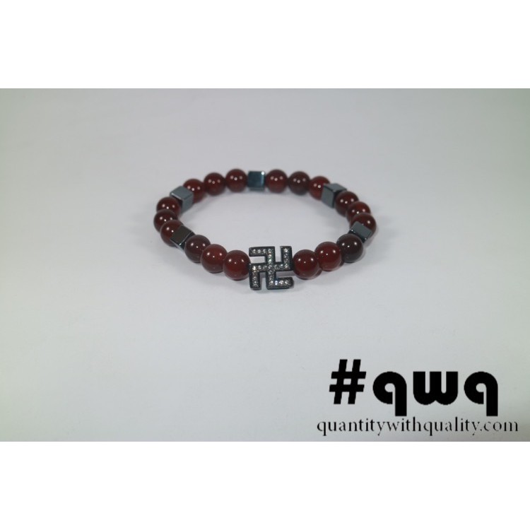 gelang batu unisex cowok cewek casual swarovski garnet tahan karat