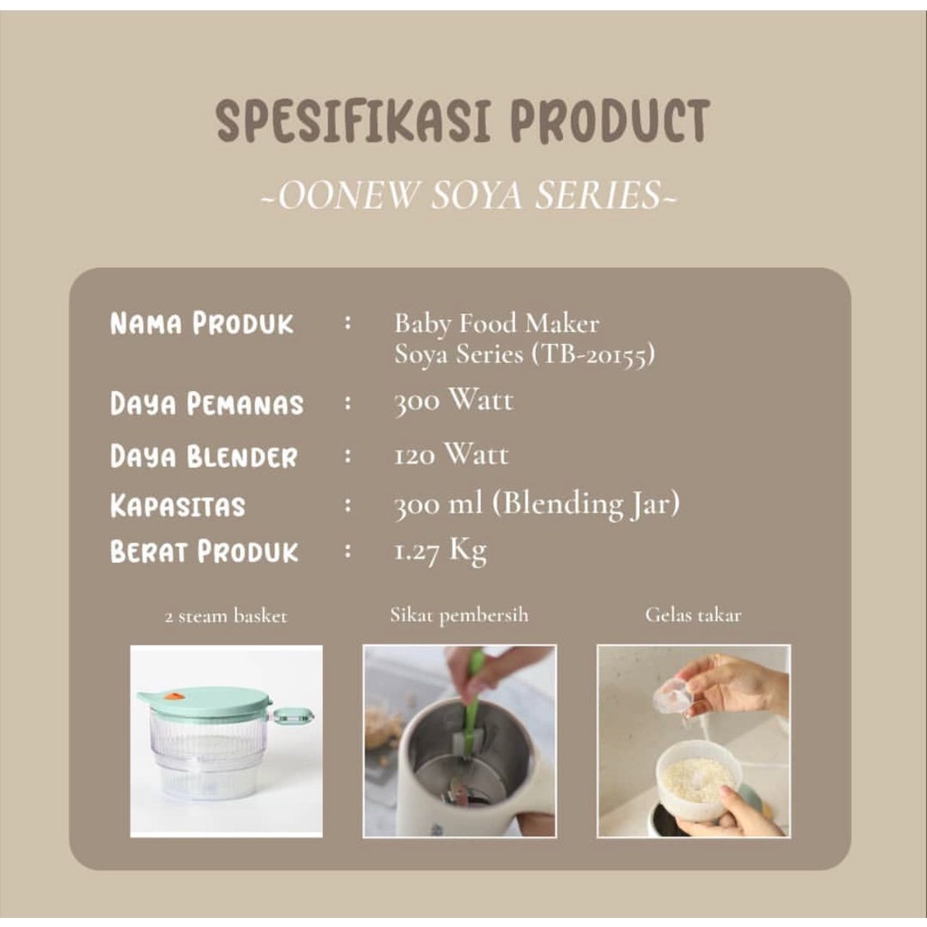 Oonew Baby Food Maker Soya TB2015S