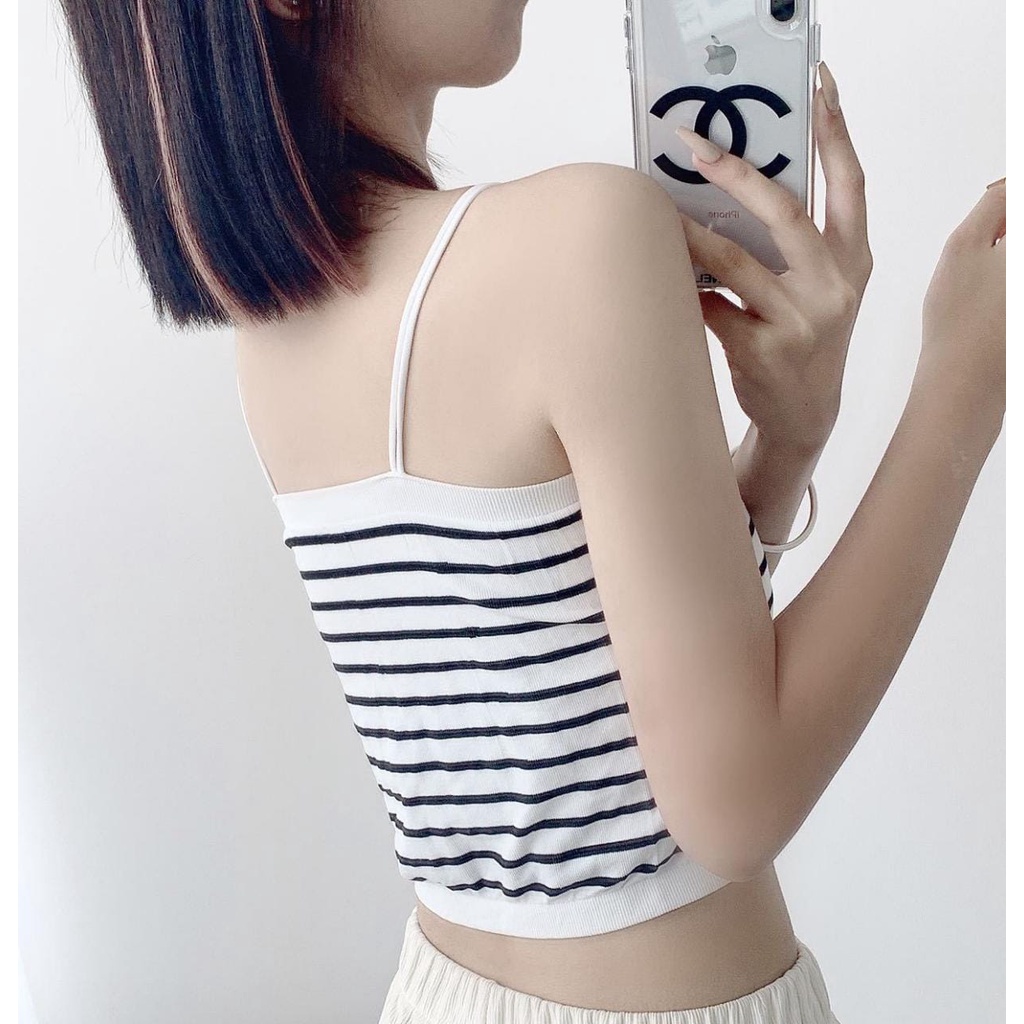 Tank top Wanita garis salur import korean look