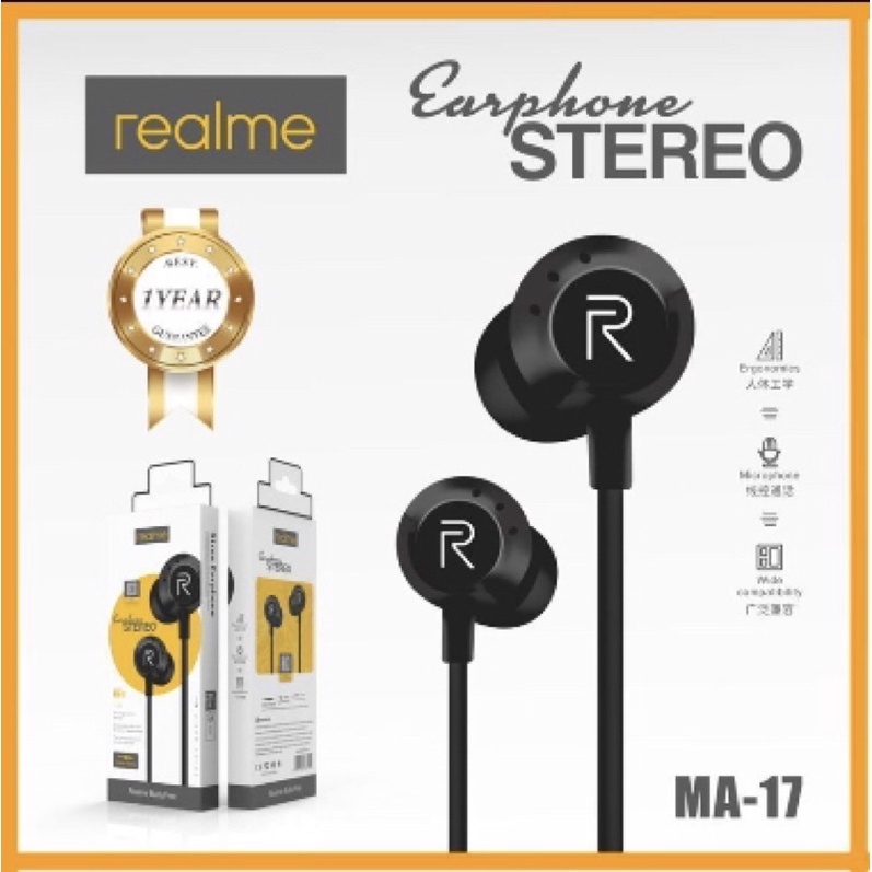 SUKSES-Handsfree Earphone Realme MA-17 Stereo earphone