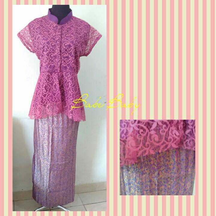 Setelan Kebaya Brokat Rok Plisket