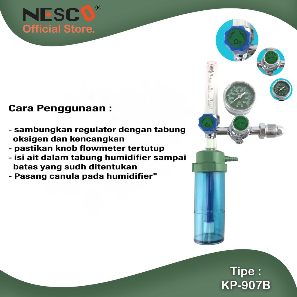 NESCO O2 MEDICAL OXYGEN REGULATOR JH-907B,  KEMENKES RI AKL 10402120154