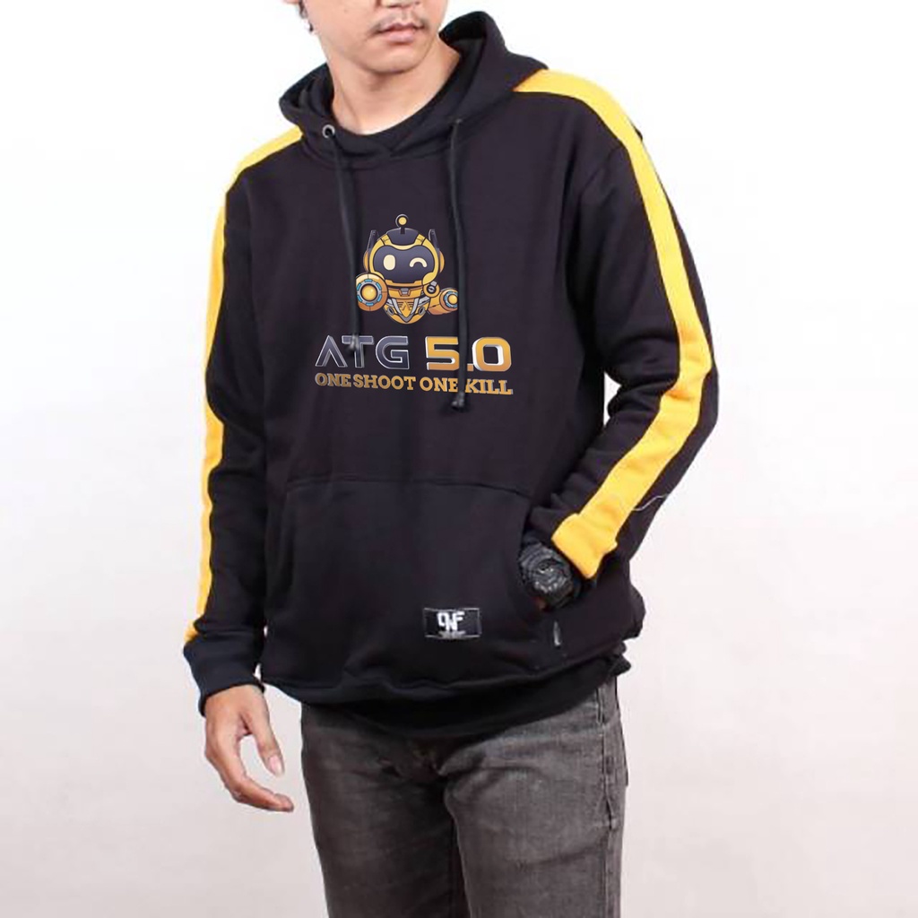 Streetwear Hoodie  ATG 5.0 Hitam List Kuning