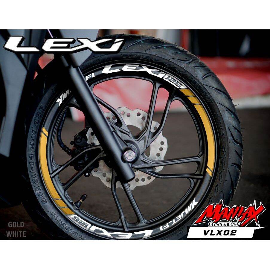 0STIKER VELG LEXI GOLD - CUTTING STICKER VELK LEXI GOLD SATU SET DEPAN BELAKANG KIRI KANAN Termurah