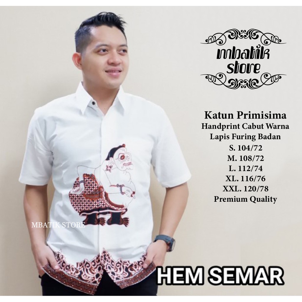 Semar Putih Kemeja Batik Pria Panjang Full Furing by Dewo