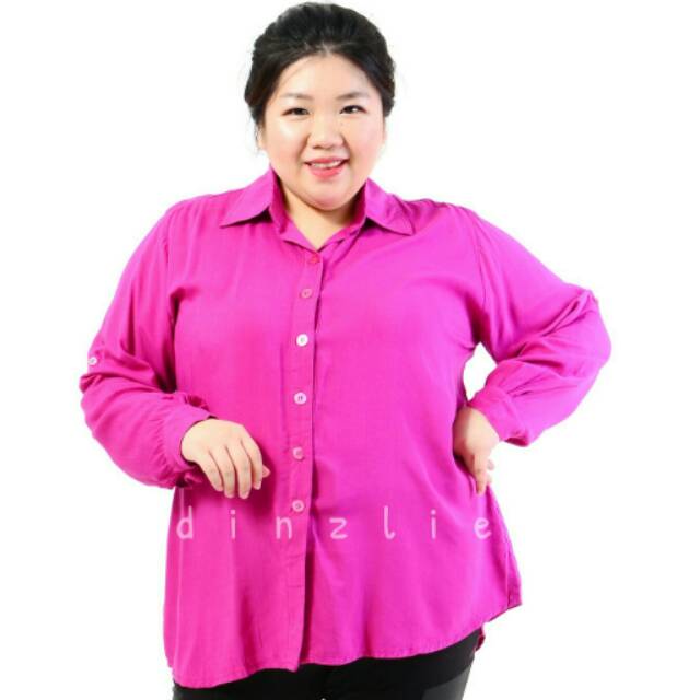KEMEJA POLOS WANITA WARNA PINK FANTA