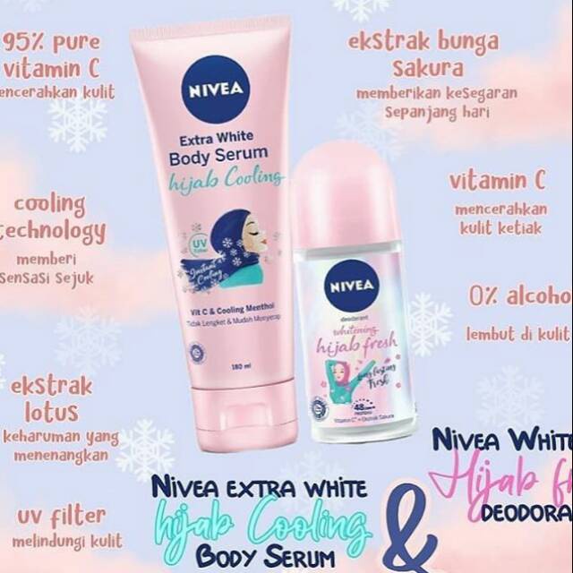 NIVEA Whitening Hijab Series Fresh Body Serum, Deodorant Spray, Deodorant Roll On (BPOM) (Valensia)