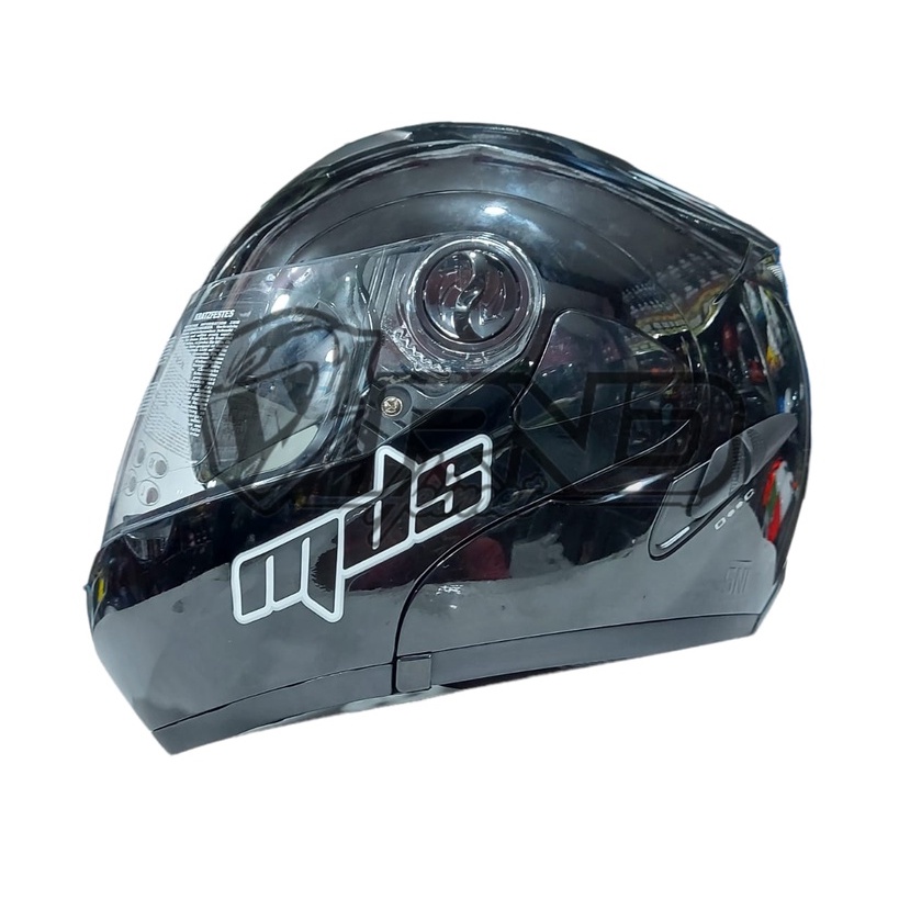 Helm MDS PRO RIDER Solid Hitam Glossy Half Face Modular
