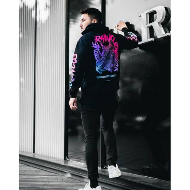 GRADE ORI - Size L XL XXL XXXL -Jaket Sweater Hoodie Premium AHHA Rhino Cerotidae Hitam Fleece Tebal