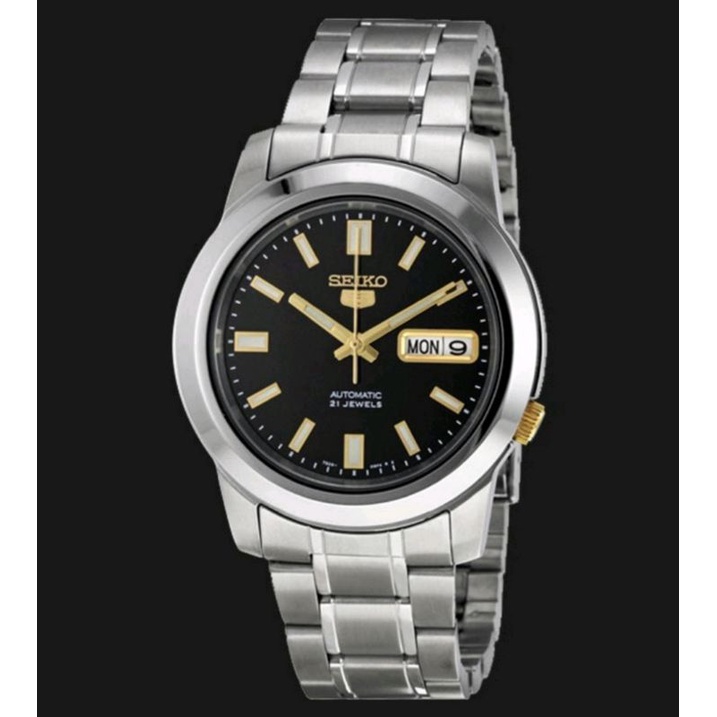 Jam Tangan Seiko 5 SNKK17K1 Automatic Black Dial Stainless Steel