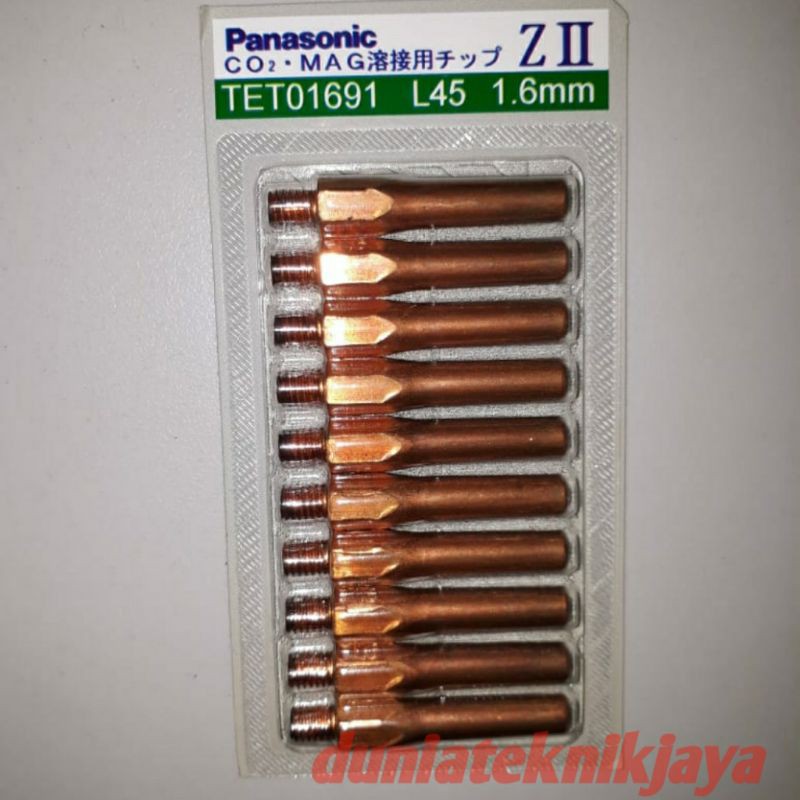 

Contact tip Panasonic CO2 1.6 mm / L45 / TET01691 / Dijamin Original ( 1 papan / 1 kotak )