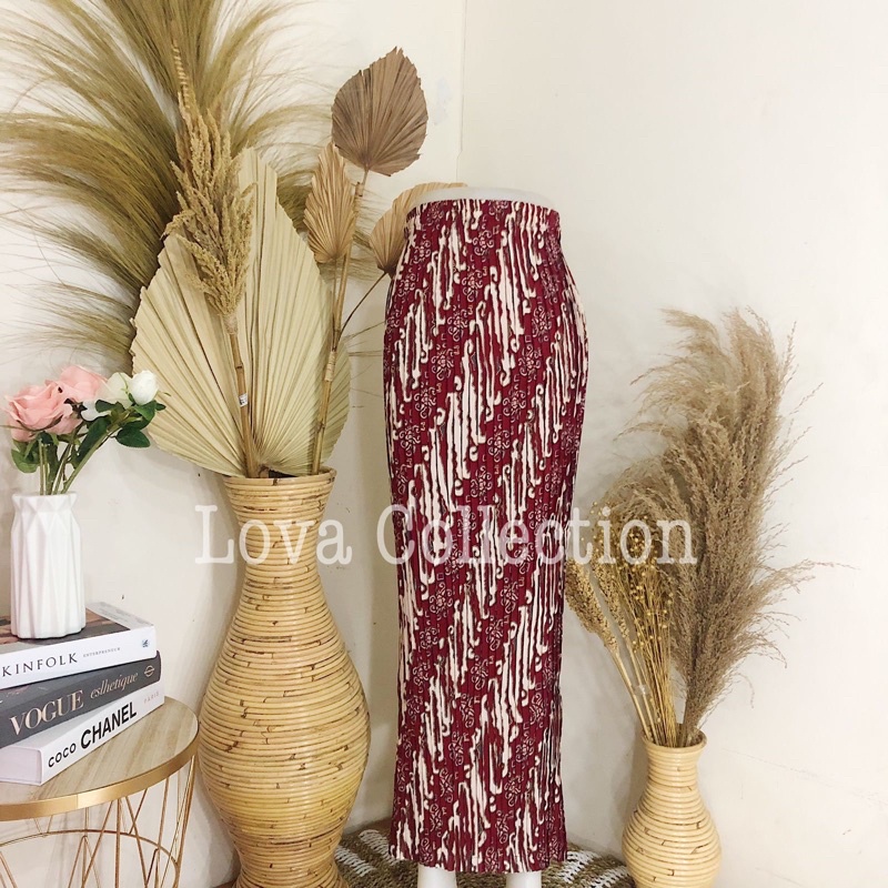 ROK BATIK PLISKET-Parang Merah