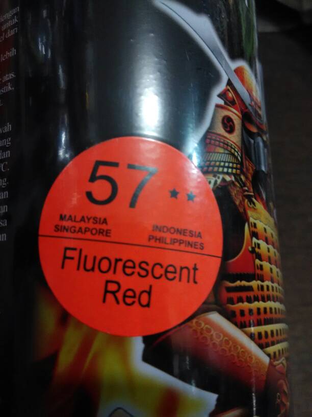 

cat semprot pilox pylox SAMURAI paint flourescent red merah 57 **