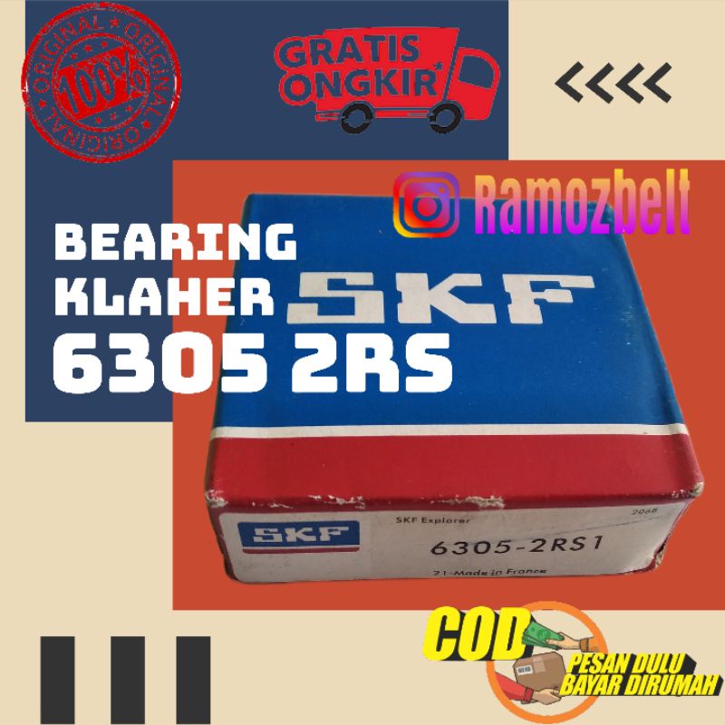 BEARING SKF 6305 2RS MADE IN FRANCE / BALL BEARING KLAHER 6305 2RS1