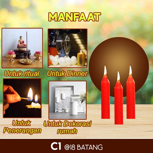 Lilin Batang Sembahyang Sukhavati C1 Merah