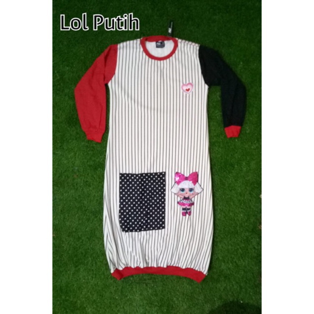 Gamis kaos anak salur stripe scuba untuk anak 4 - 9 tahun little hijabers spt gamis upright