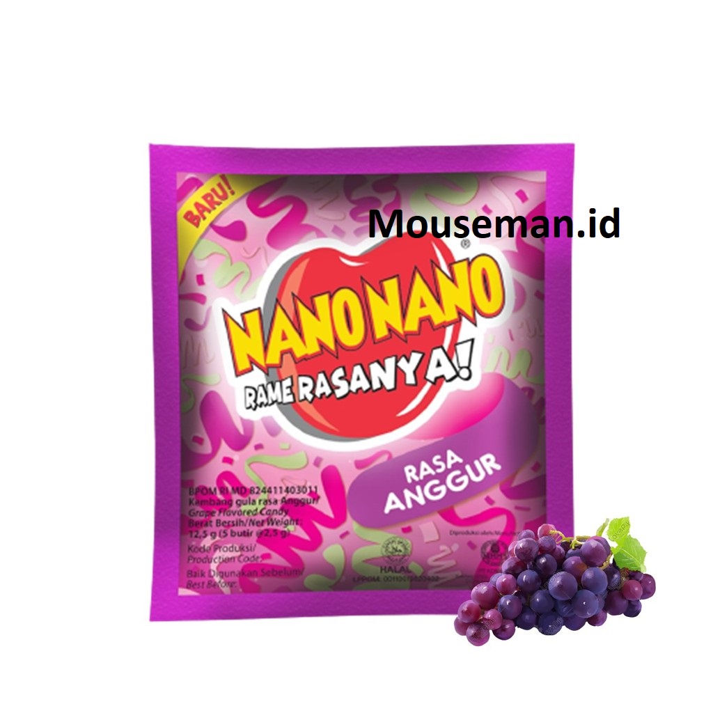 

Nano Nano manis asam asin rame rasanya Permen Manisan Buah - Netto 12.5 gr Rasa ANGGUR