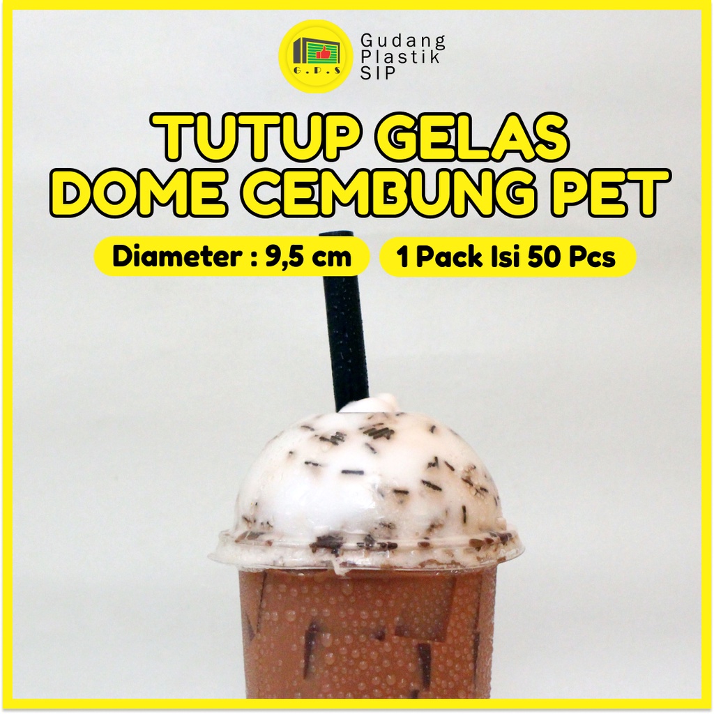 Tutup Gelas Plastik Lid Cup Dome Cembung PET / Bahan Ramah Lingkungan