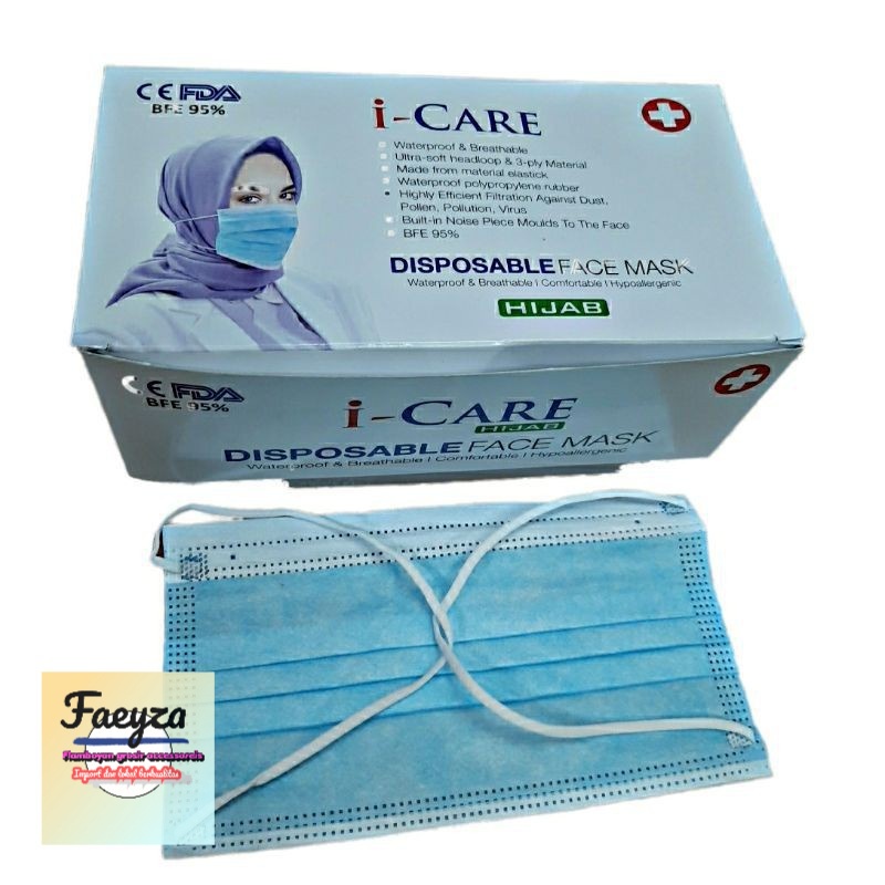 MASKER 3PLAY HIJAB MASKER KUPING MASKER EARLOOP ISI 50 PCS FACE MASK    grosir