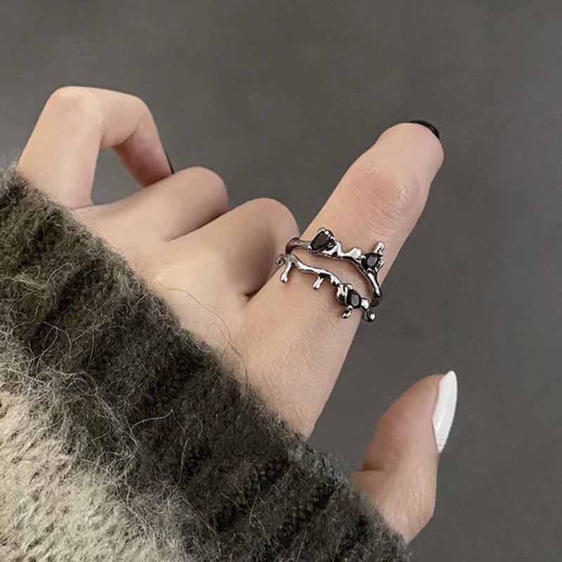 Cincin Desain Duri Malaikat Lava Adjustable Gaya Hip Hop