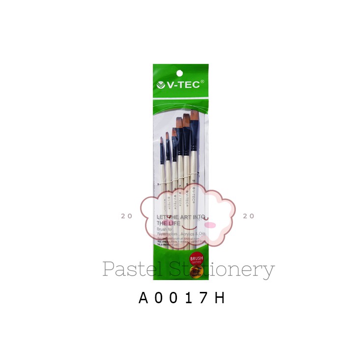 

Kuas Lukis Cat Air Minyak Akrilik Poster V-Tec A0017H - Watercolor Acrylic Paint Brush 1 Set Isi 6 Buah VTec