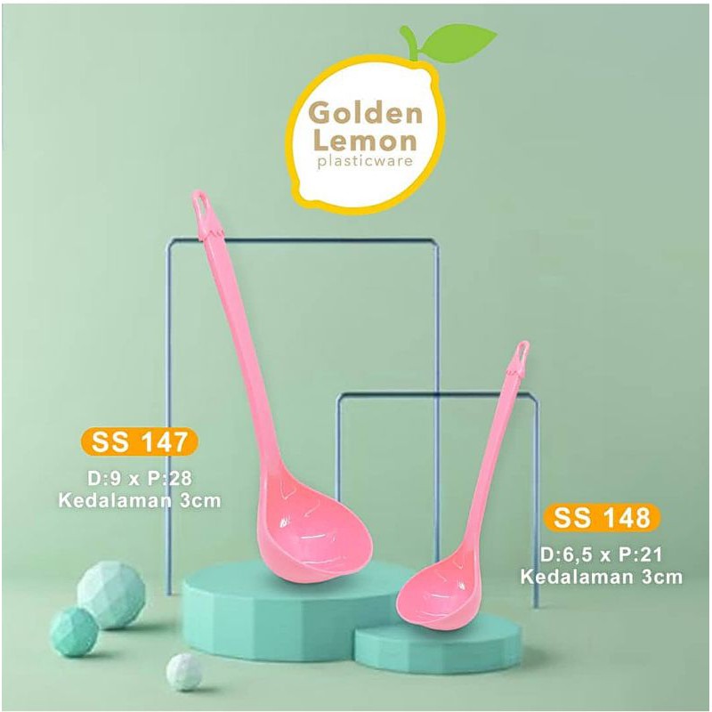 irus plastik pink / sendok soup pink golden lemon ss 147/ irus kuah golden sunkist