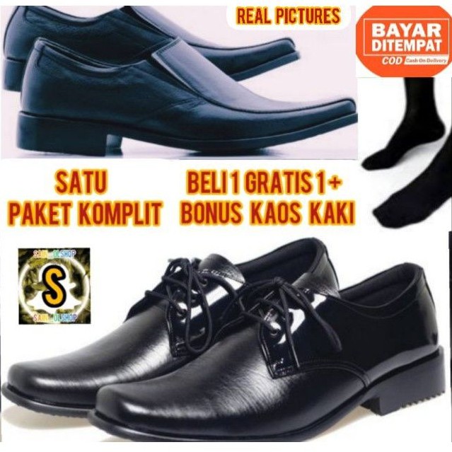 PROMO Sepatu Pantofel Pria Beli 1 Gratis 1 Bonus Kaos Kaki