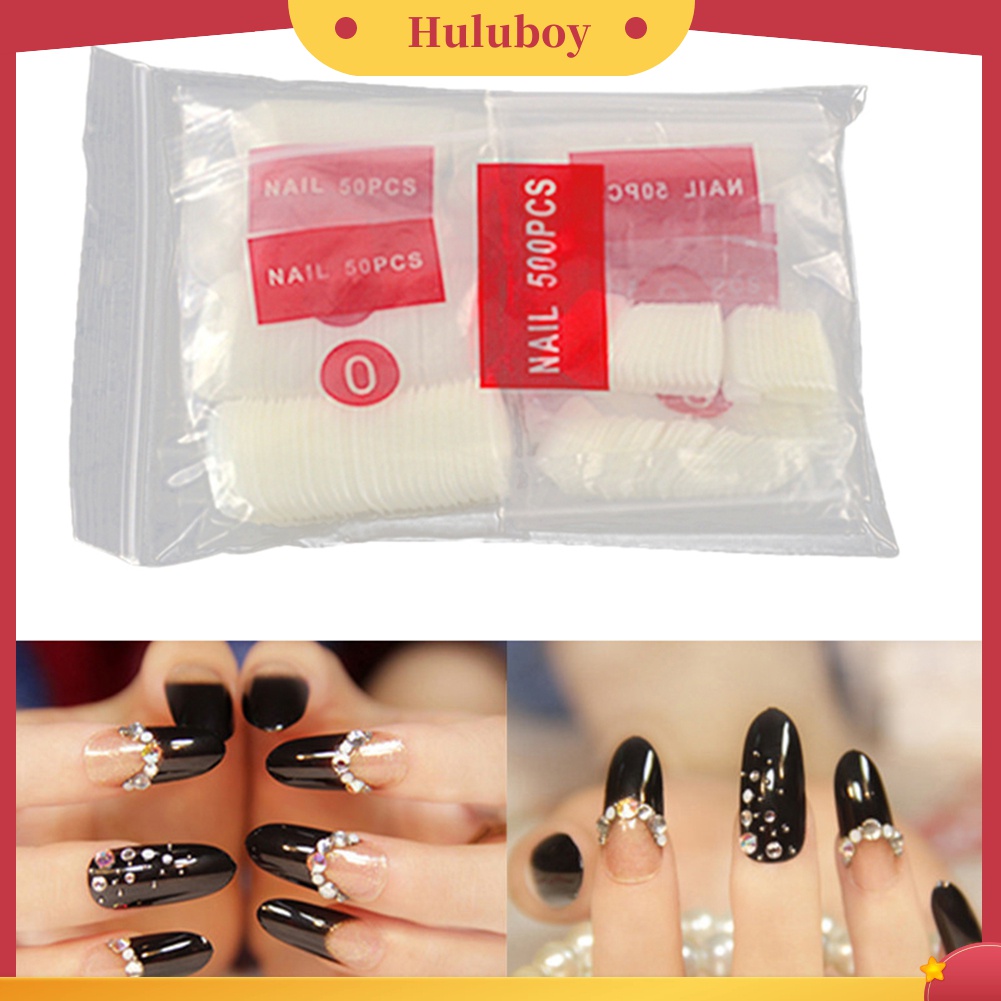 Huluboy Huluboy♡ 500pcs Kuku Palsu Full Cover Bentuk Oval Untuk Dekorasi Manicure