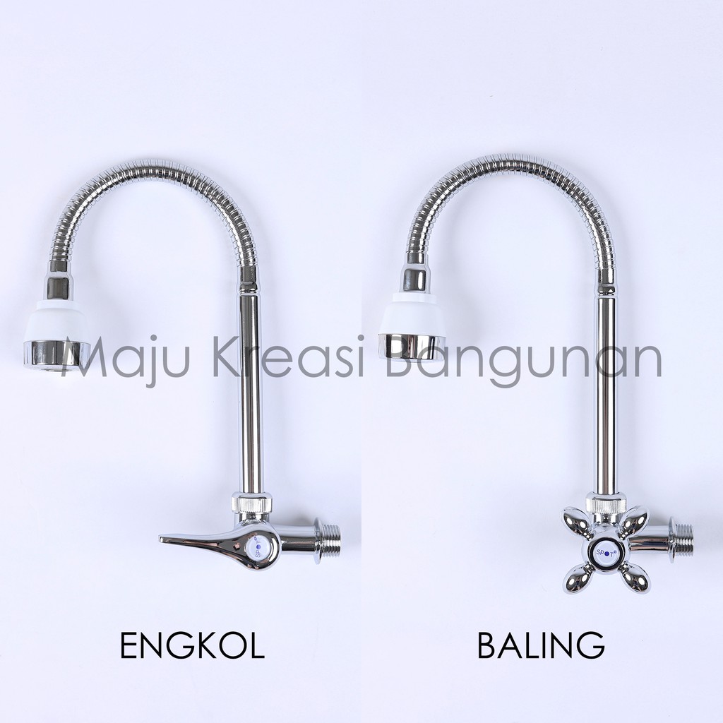 Kran Angsa Fleksibel Kepala Putih Keran Sink Dapur Stainless Stenless