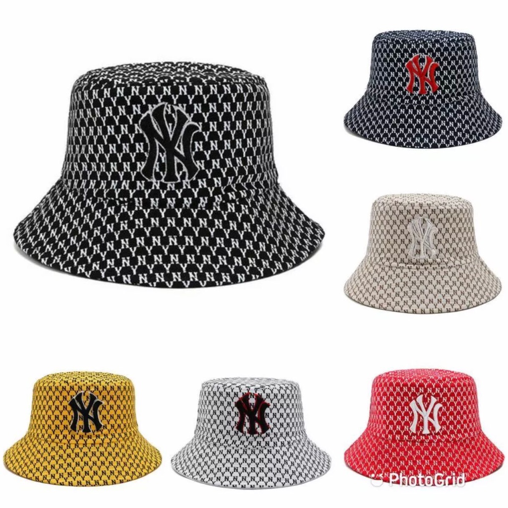 Topi Bucket Pria Wanita Distro Ori New Model Terbaru 2 Sisi Original Gaya Fisherman Motif Mlb Kotak-