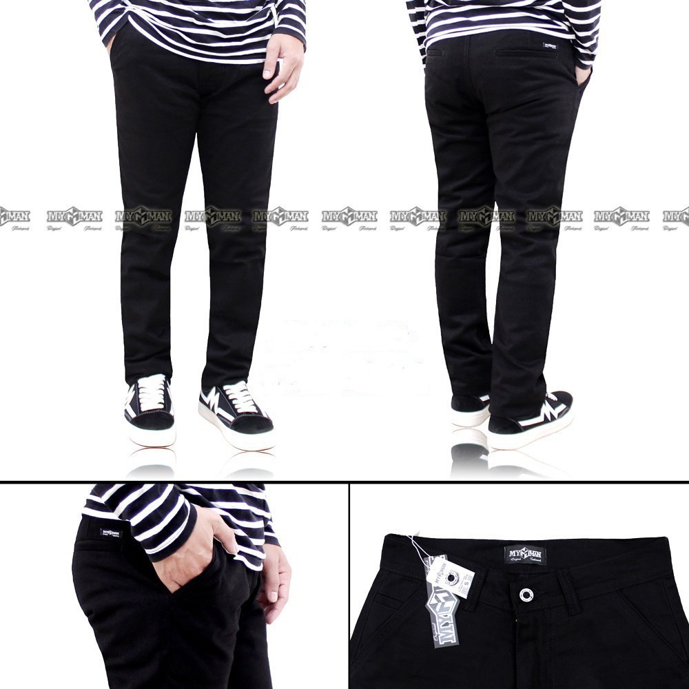 Celana Chino Panjang Pria Celana Chino Panjang Hitam Distro Murah Chino Warna Black MY MAN art CM332