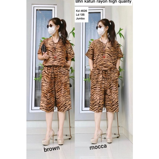 Stelan katun rayon jumbo motif macan